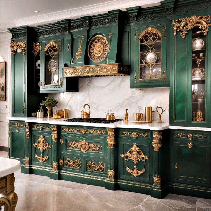 luxury malachite green baroque cabinets