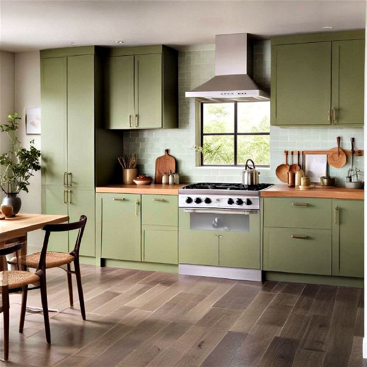 matcha green asian inspired cabinets kitchen