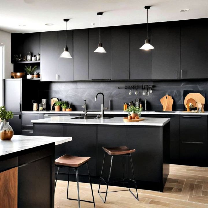 stunning matte black cabinets