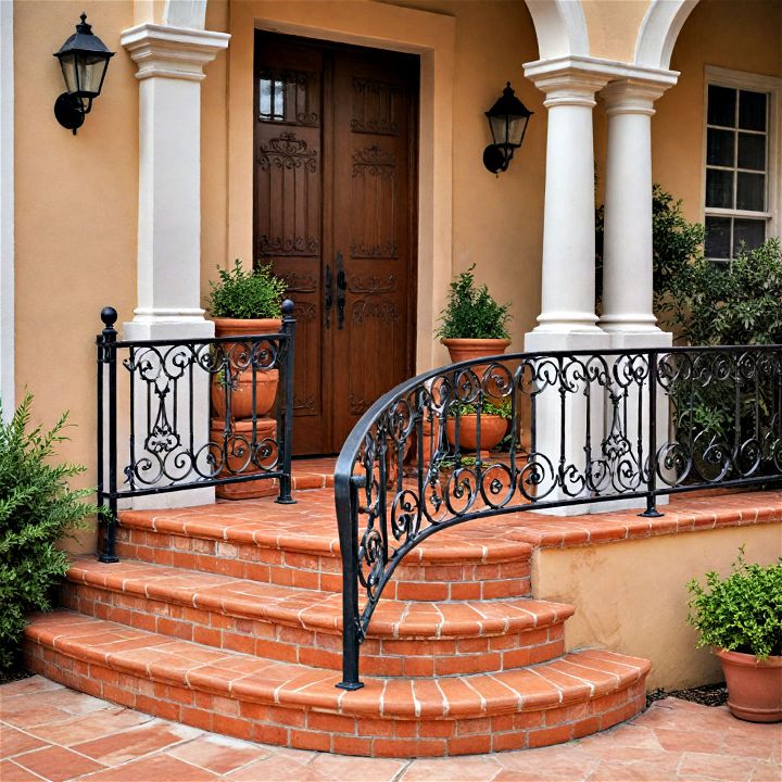 mediterranean inspired porch railing for warm sun soaked ambiance