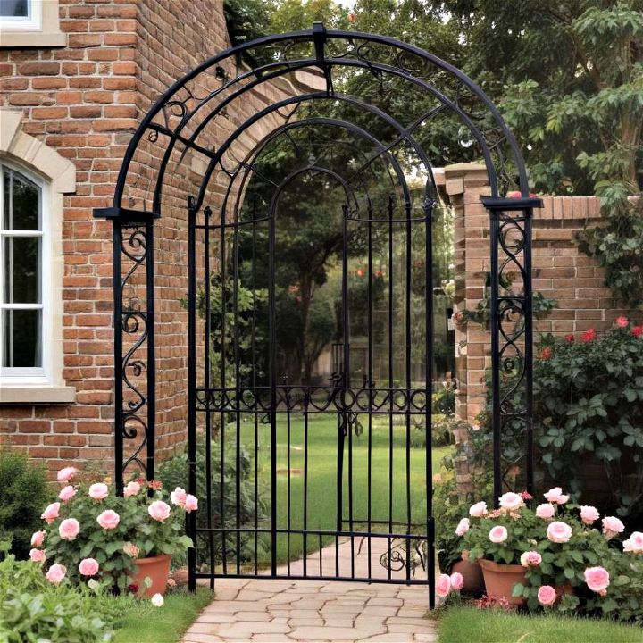 metal archway trellis for garden entrance