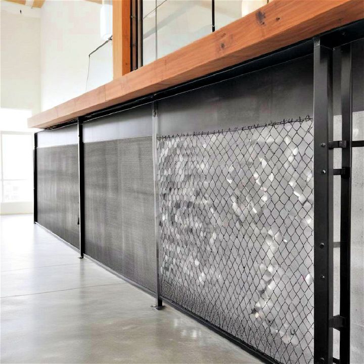 metal mesh half wall for a sleek industrial look