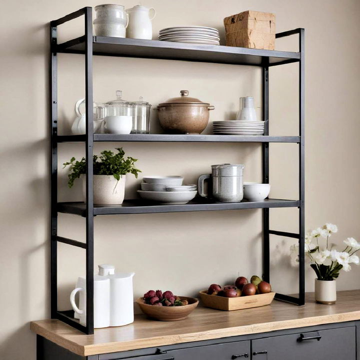 metal shelving for bulky kitchen cookware