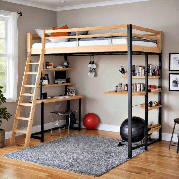 mini gym loft bed