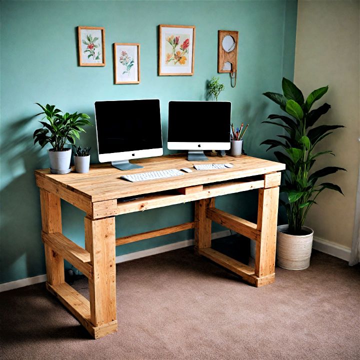 minimalist and customizable pallet desk