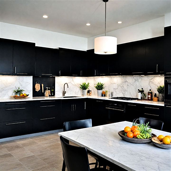 minimalist and luxurious black kitchen cabinets