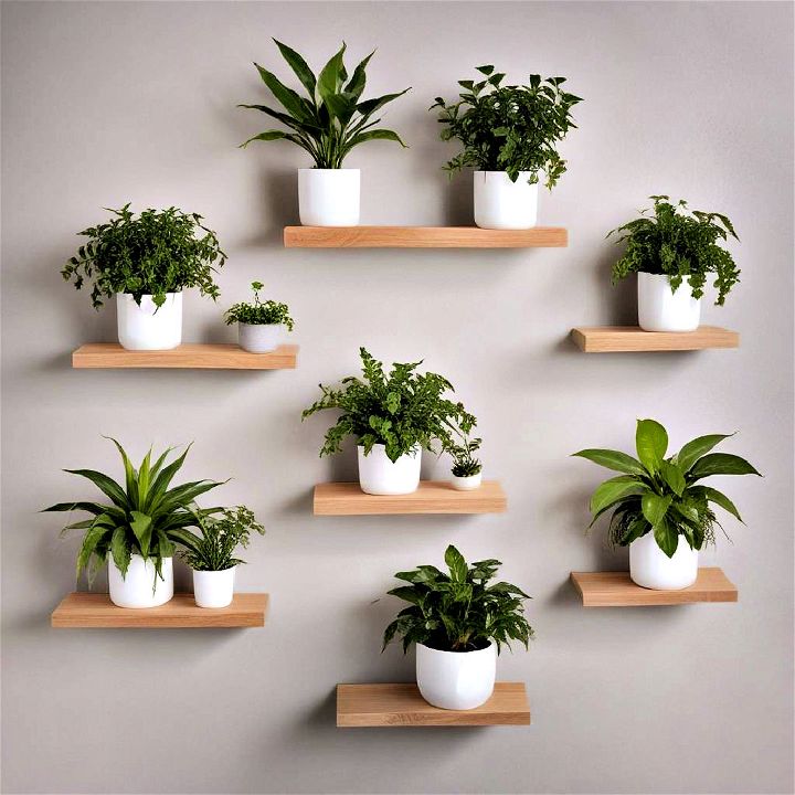 minimalist and modern floating shelf gardens