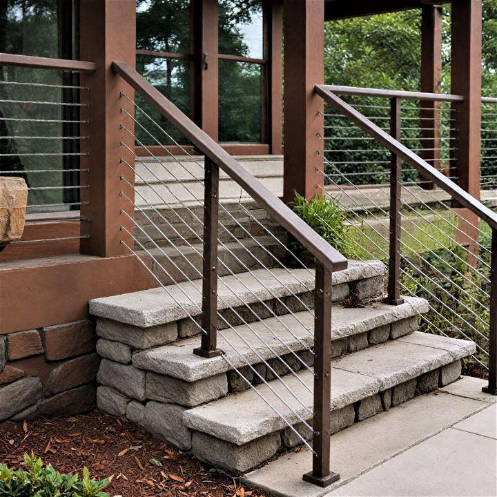minimalist contemporary cable railings for porch