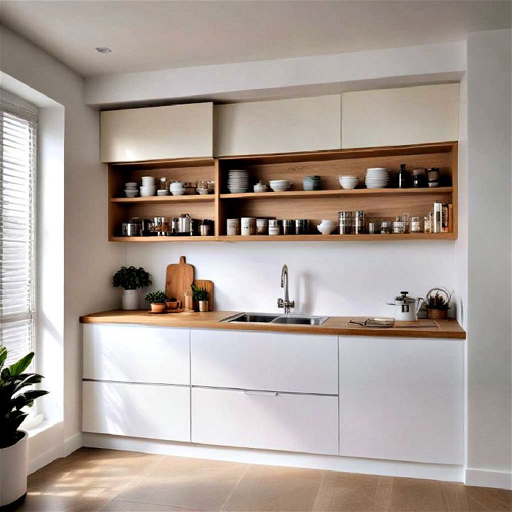 minimalist hideaway cabinets for tidy open kitchen space