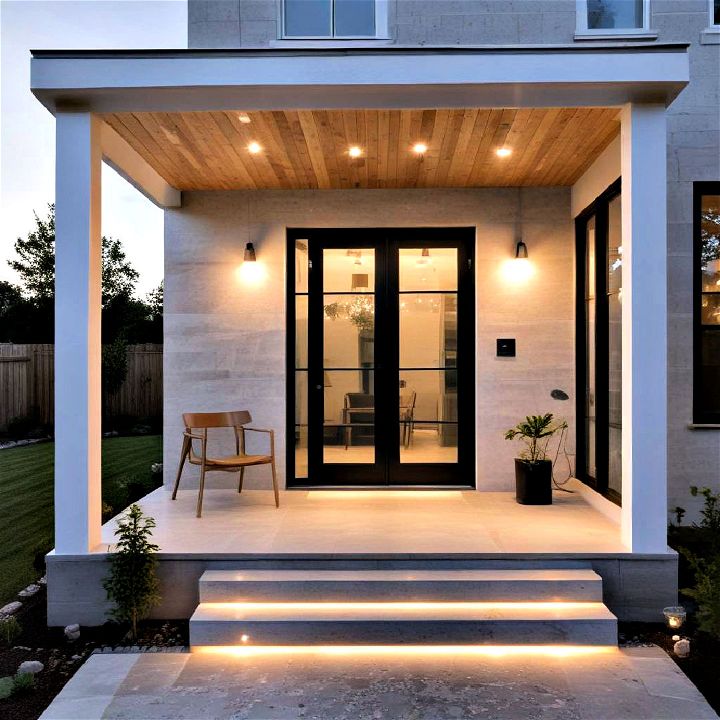 minimalist porch with hidden lighting
