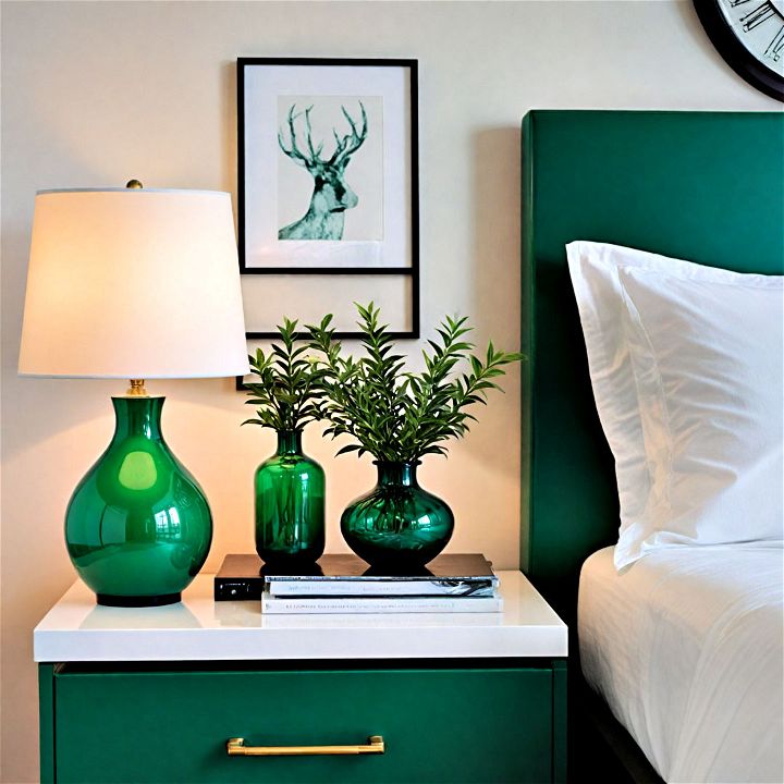 minimalist stylish emerald green bedroom decor approach