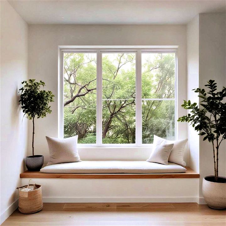 minimalist zen zone with a window seat