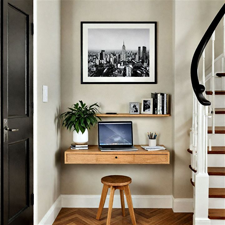 minimalistic entryway floating desk