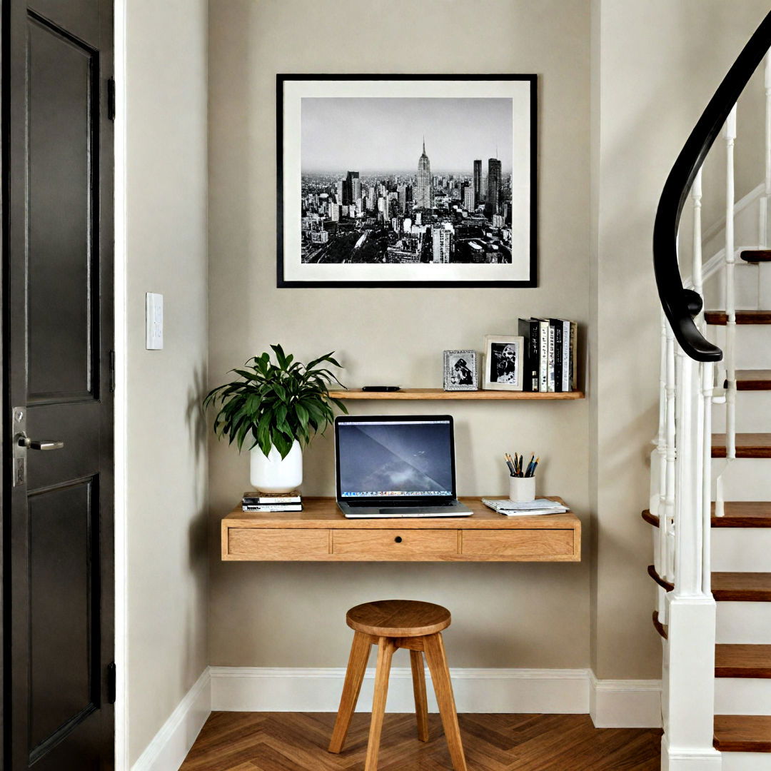 minimalistic entryway floating desk