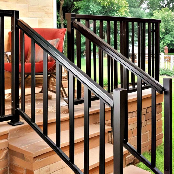 minimalistic powder coated aluminum porch railing