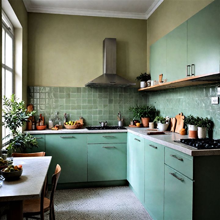 minimalistic sage green approach to bring elegance to your kitchen