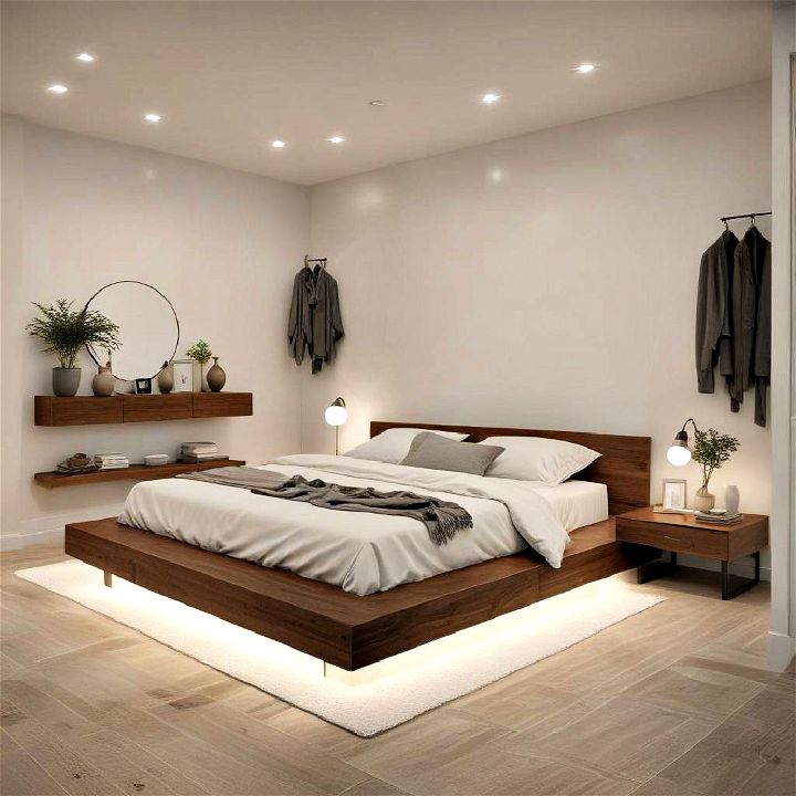 minimalistic zen inspired basement bedroom