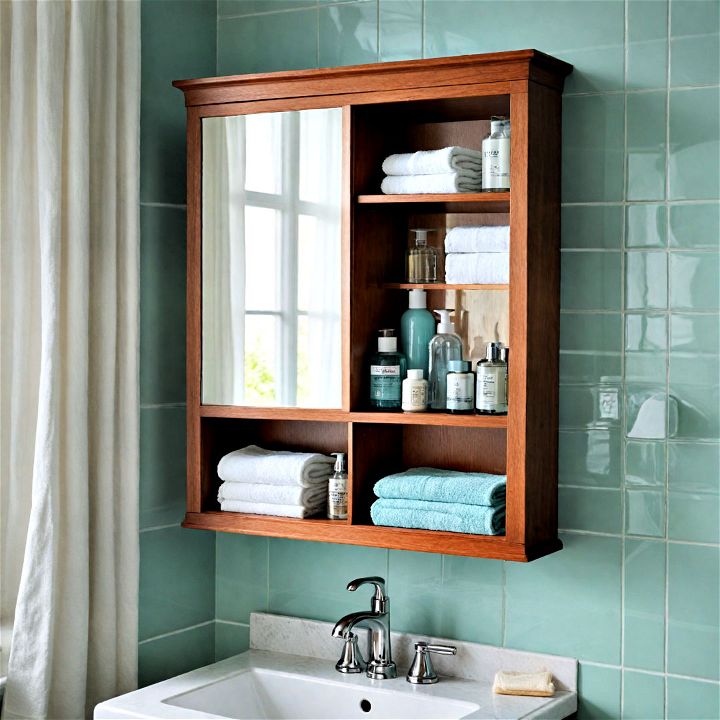 mirror cabinet with built in shelves