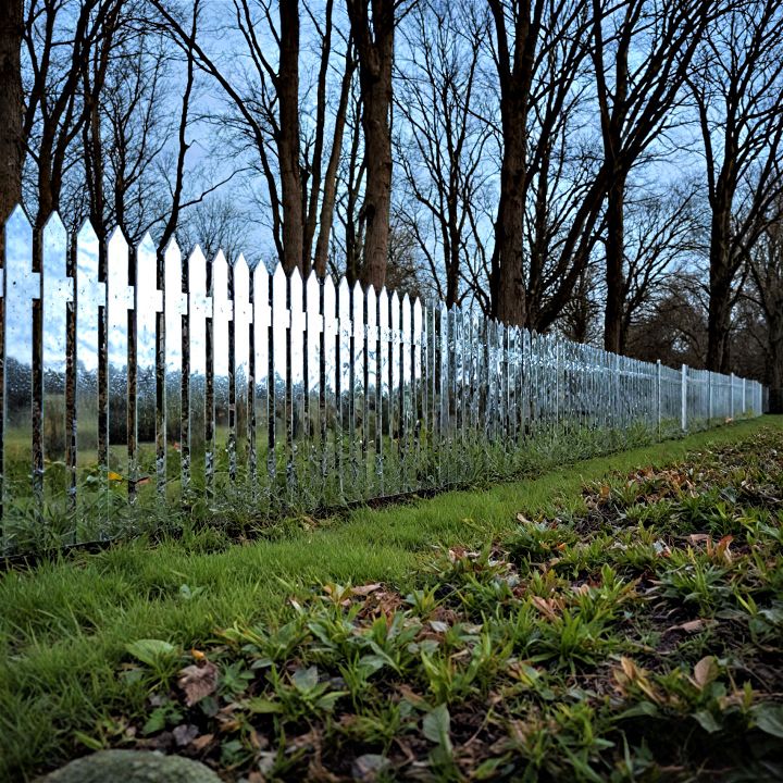 mirrored fence panels to make a small front yard feel more spacious