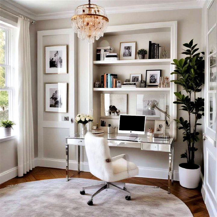 mirrored surfaces small home office