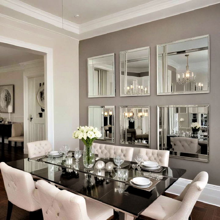 mirrors dining room accent wall