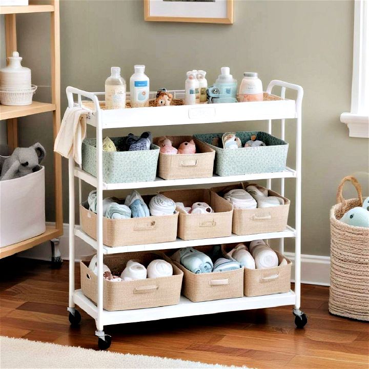 mobile storage cart for small nursery