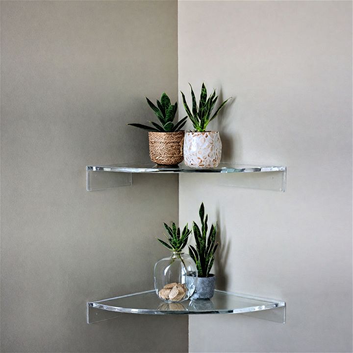 modern acrylic corner shelf