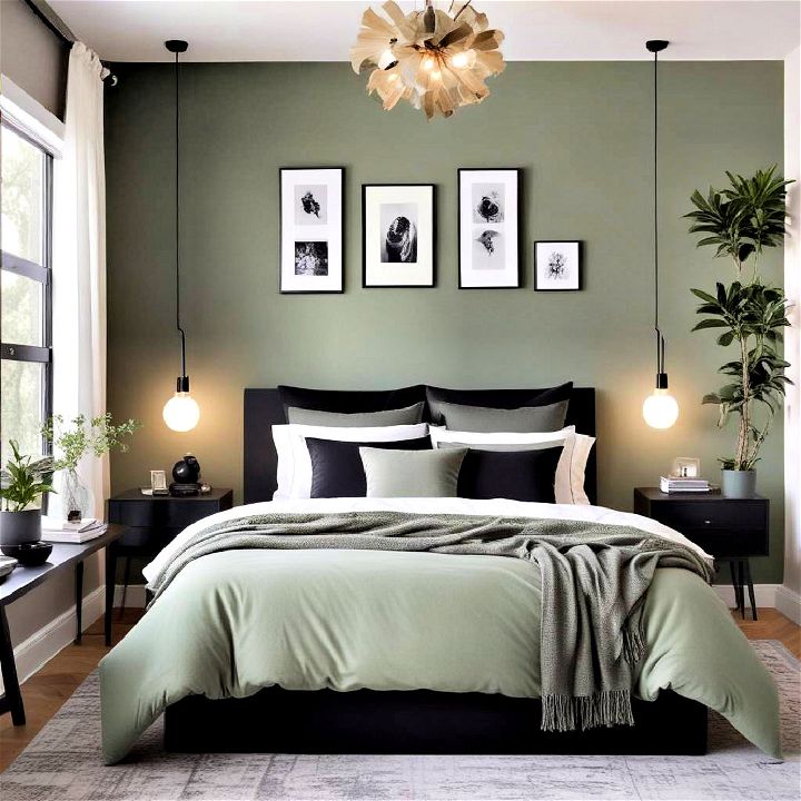 modern and contemporary chic with sage and black