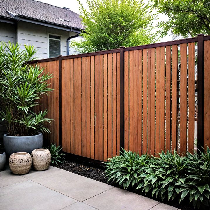 modern and stylis slatted wood fencing