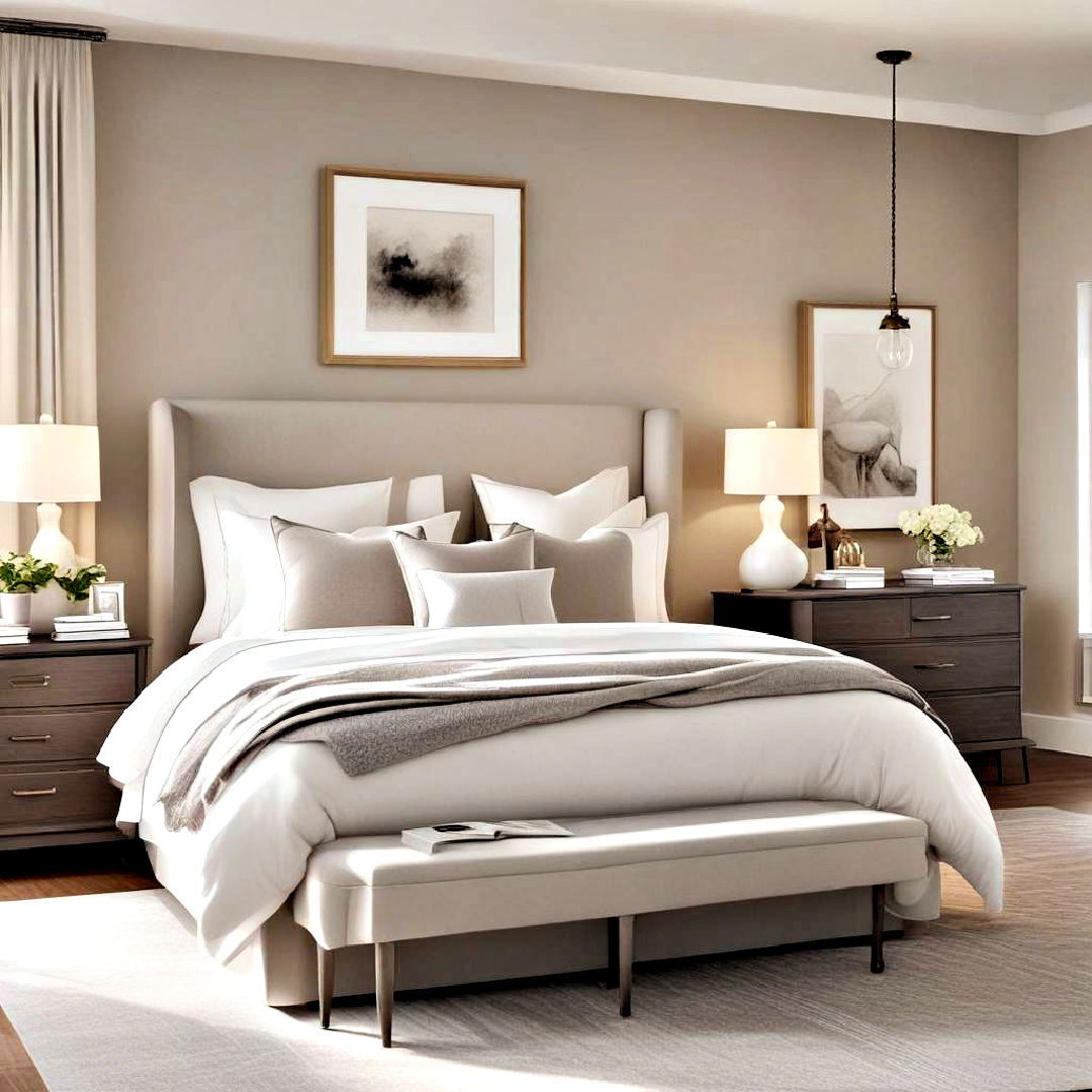 modern and timeless layered neutrals bedroom