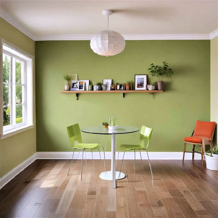 modern and traditional kiwi green accent wall