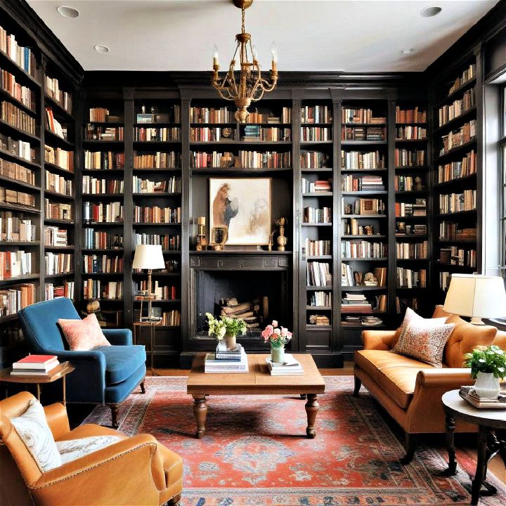 modern and unique eclectic style library