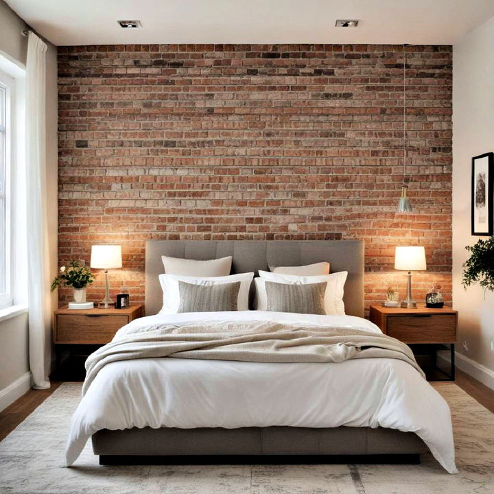 modern brick veneer for bedroom accent wall