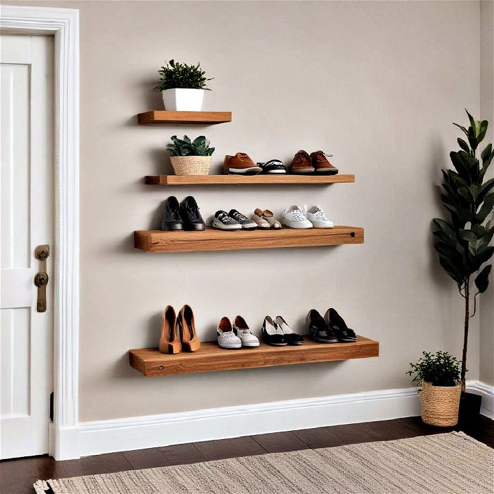 modern floating shelves for entryway