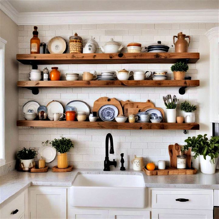 modern floating shelves for kitchen walls