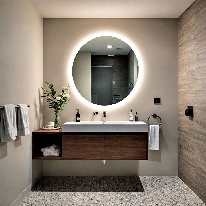 modern floating vanity for wet room