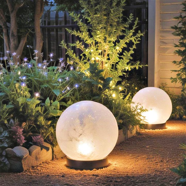 modern gazing balls with integrated led lights