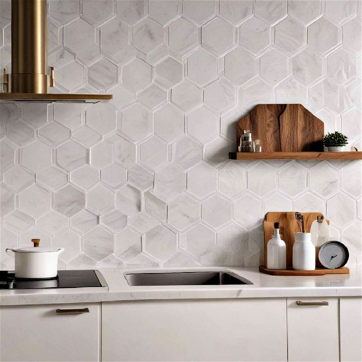 modern hexagon tiles backsplash design