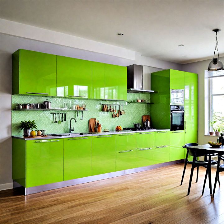 modern lime green high gloss cabinets