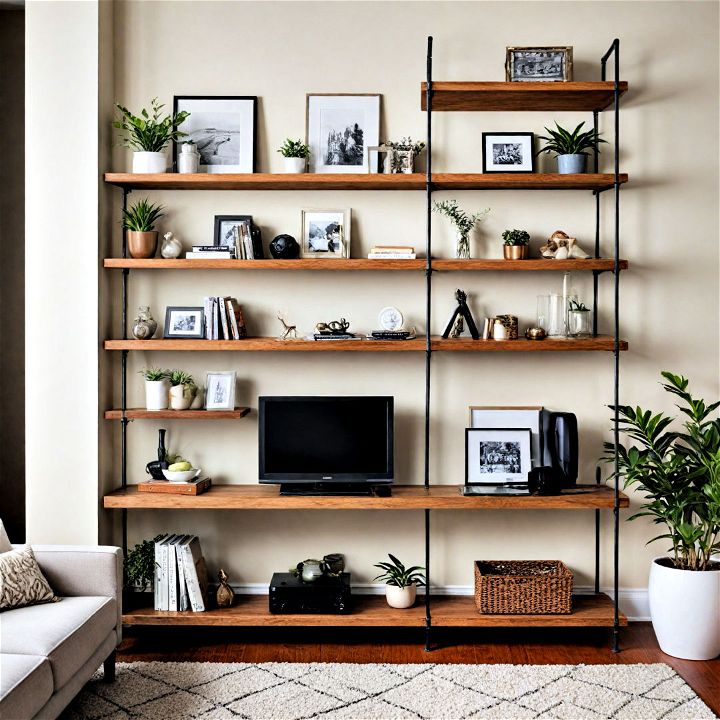 modern living room shelving units