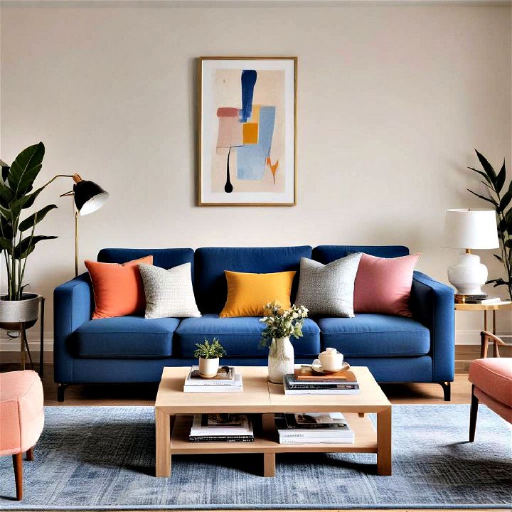 modern living room with a color blocked design