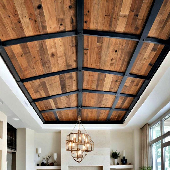 modern metal and wood ceiling