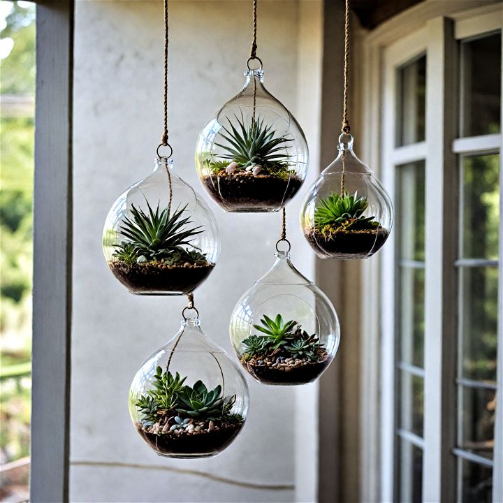 modern minimalistic hanging glass terrariums