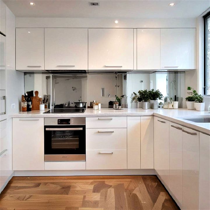 modern mirrored backsplashes for kitchen