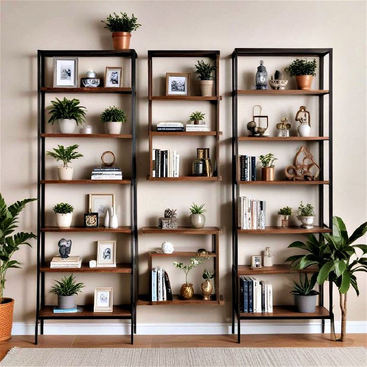 modern shelving display for living room