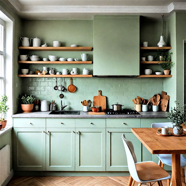 modern soft sage green cabinets