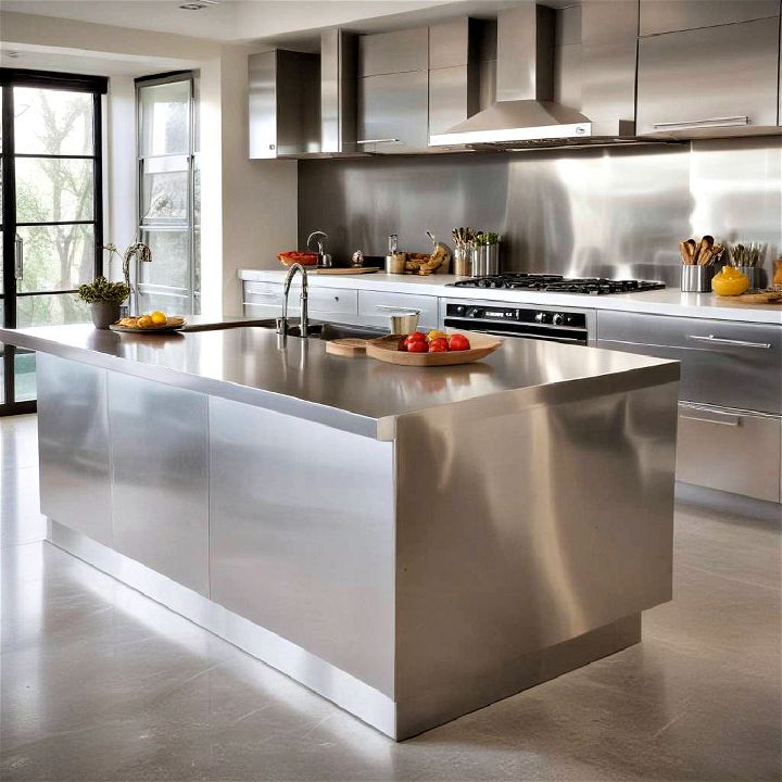 modern stainless steel island panel