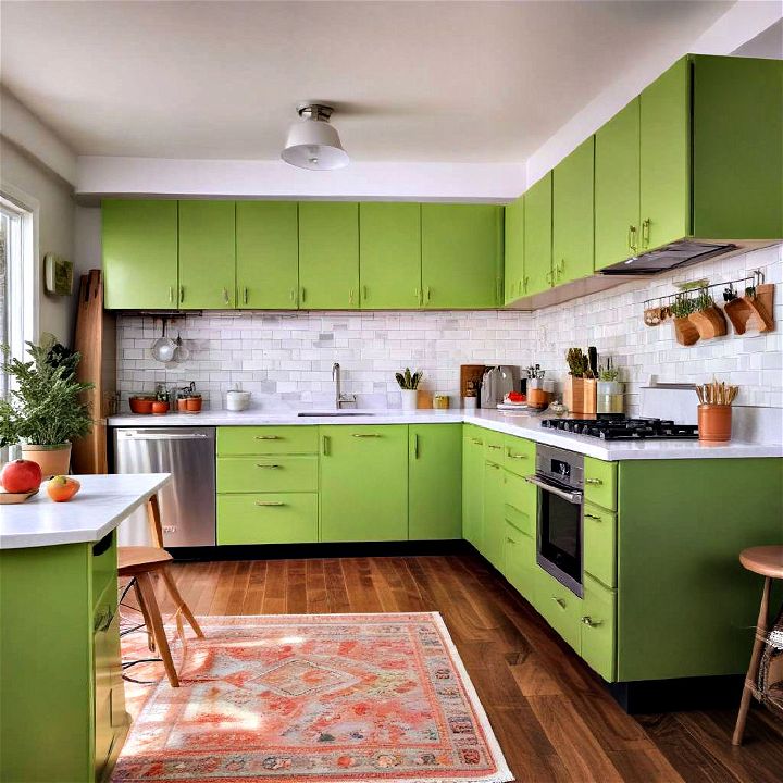 modern twist apple green mid century cabinets
