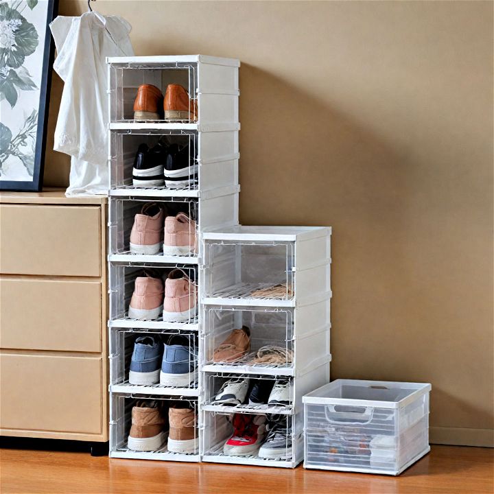 modular and stackable shoe storage bins