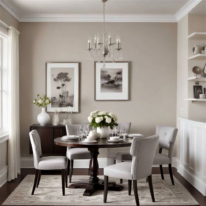 monochromatic palette for small dining area